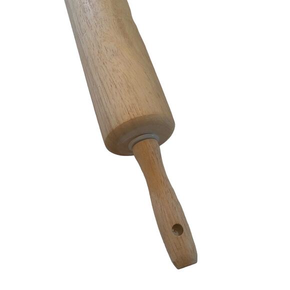 Vintage 18" Maple Wood Rolling Pin Turning Handles Baking Farmhouse Décor - Picture 4 of 9